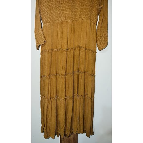 Studio West Tiered Smocked Maxi Dress Women's Size XL Boho Cottagecore Gypsy - Picture 4 of 6